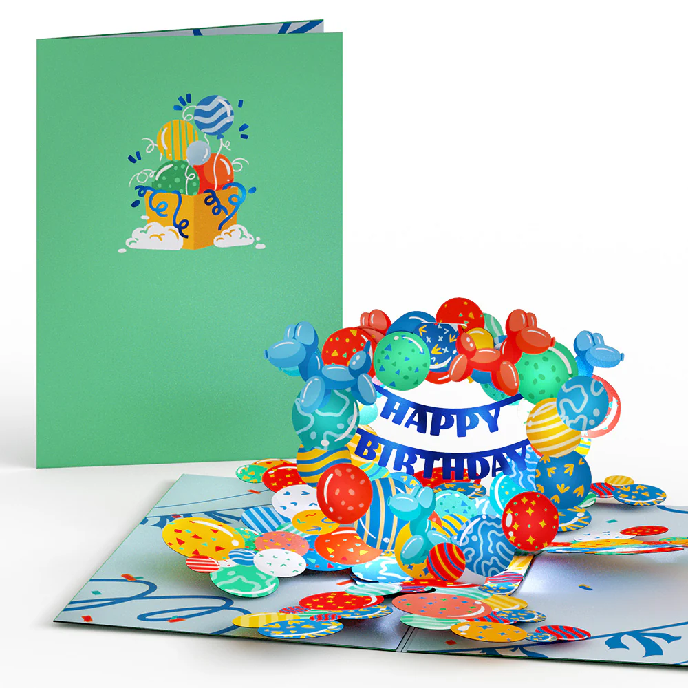 Happy Birthday Balloons Music and Lights Pop-Up Card - Image 3