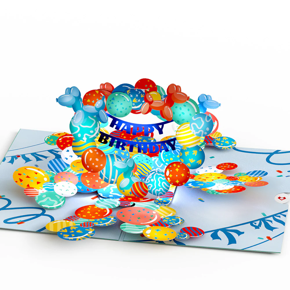 Happy Birthday Balloons Music and Lights Pop-Up Card - Image 4