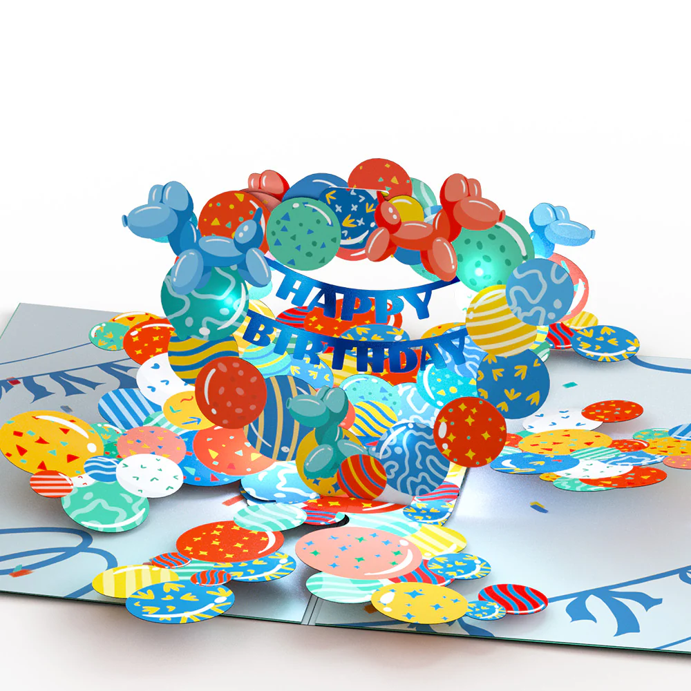 Happy Birthday Balloons Music and Lights Pop-Up Card and Sentiment Set - Image 3