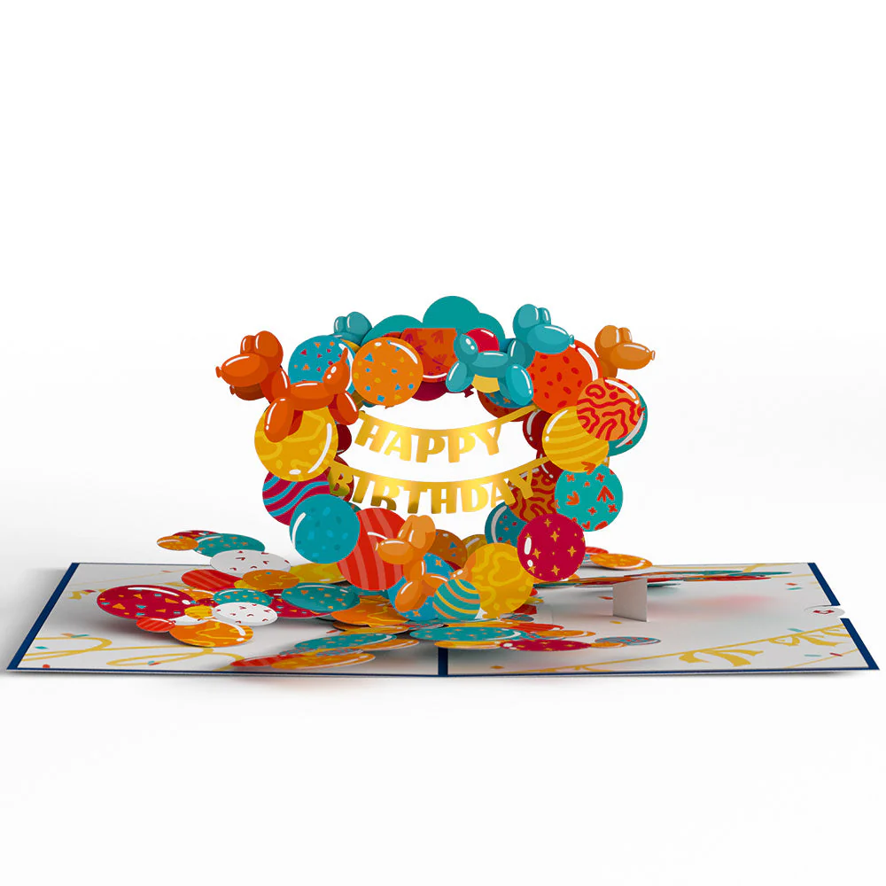 Happy Birthday Banner and Balloons Pop-Up Card - Image 3