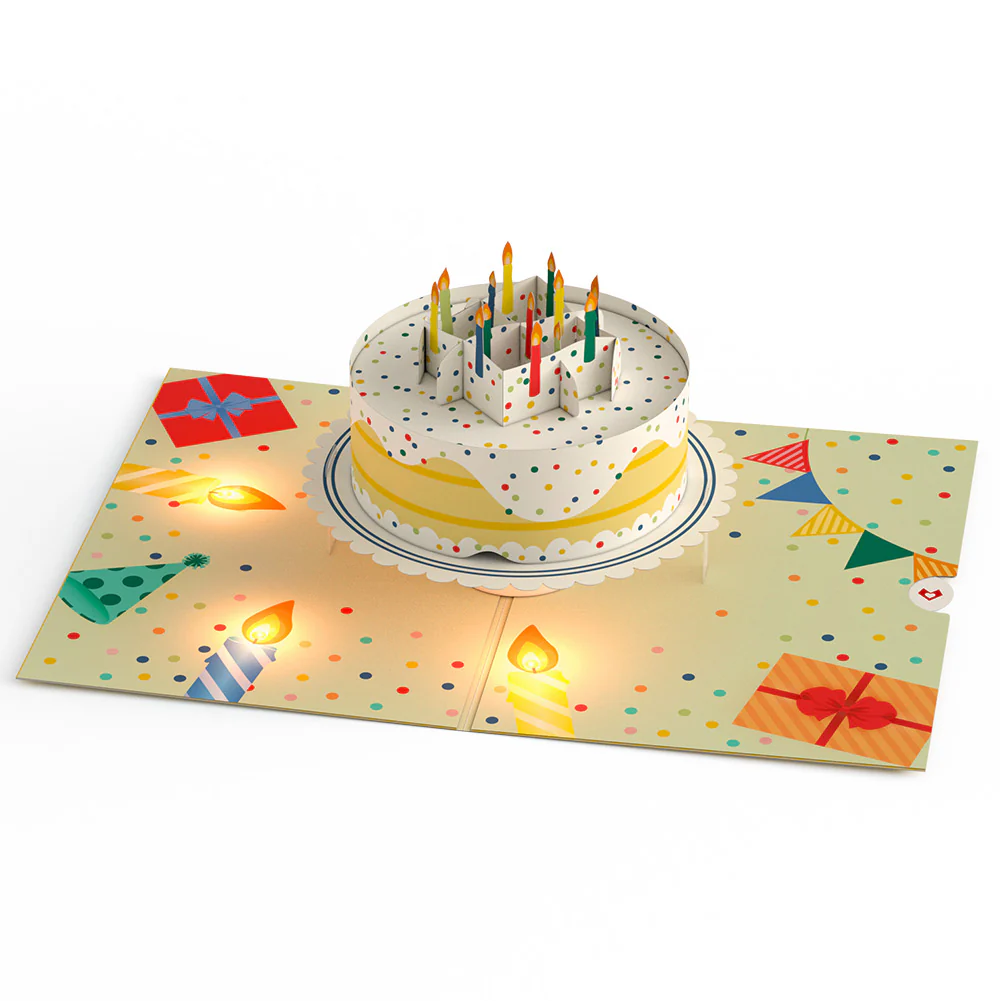 Happy Birthday Confetti Cake Music and Lights Pop-Up Card and Sentiment Set for Bestie - Image 3