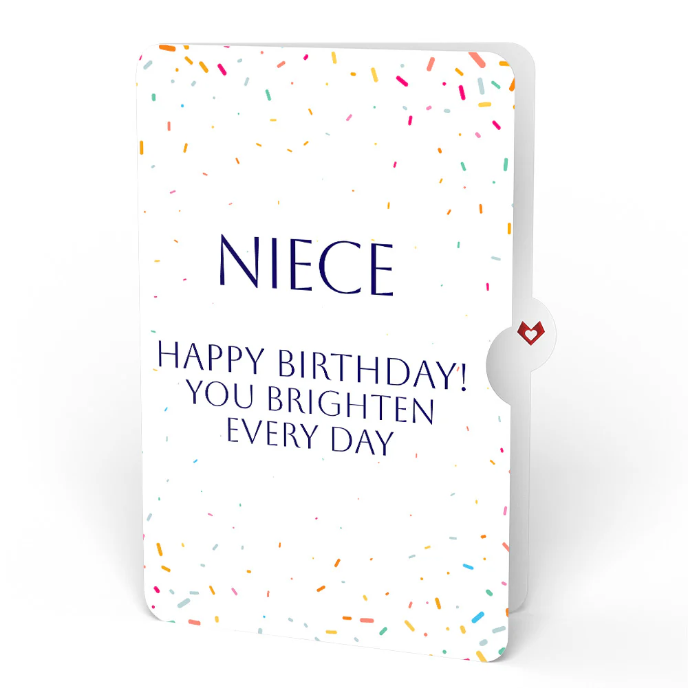 Happy Birthday Confetti Cake Music and Lights Pop-Up Card and Sentiment Set for Niece - Image 4