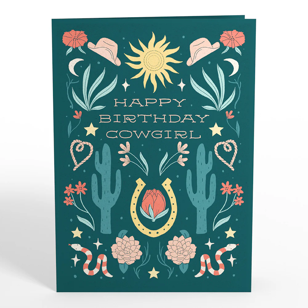 Happy Birthday Cowgirl Pop-Up Card - Image 5
