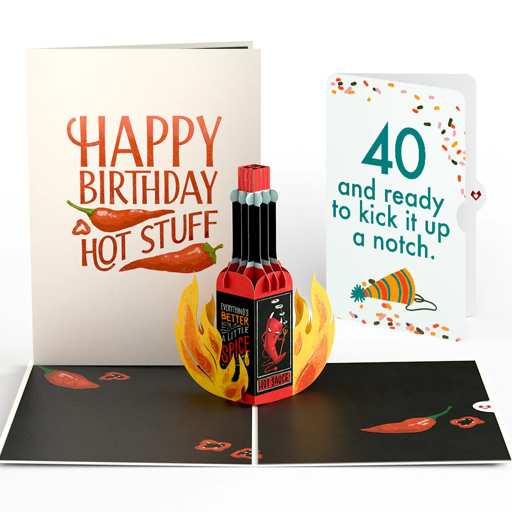 Happy Birthday Hot Stuff Pop-Up Card and 40th Kick It Up Sentiment Set