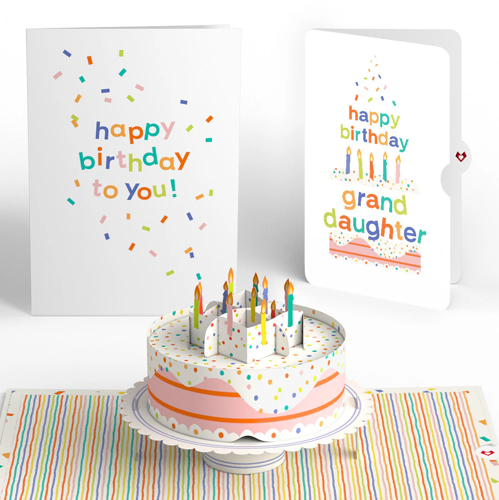 Happy Birthday to You! Confetti Cake Pop-Up Card and Sentiment Set for Granddaughter