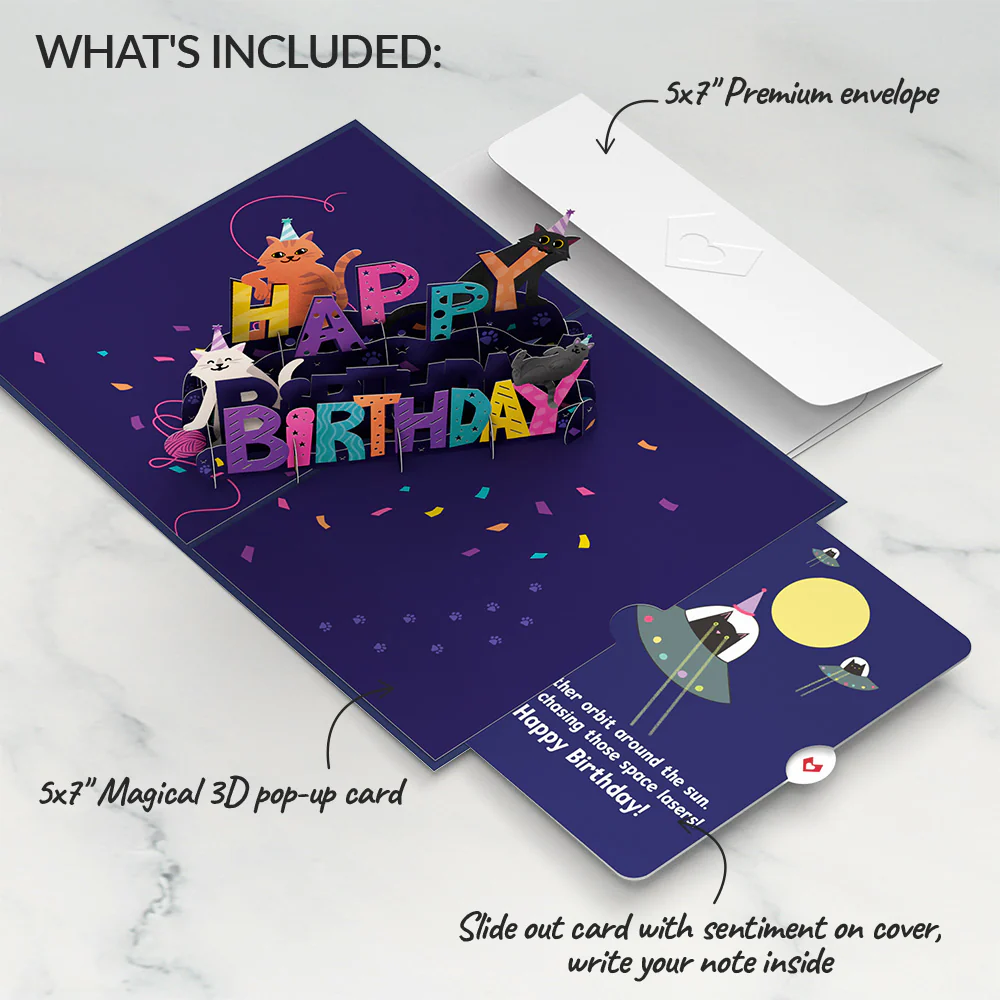 Happy Birthday with Space Laser Cats Pop-Up Card and Sentiment Set - Image 2