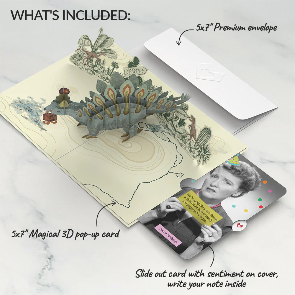 Happy Birthday You F*cking Fossil Pop-Up Card and Sentiment Set - Image 2