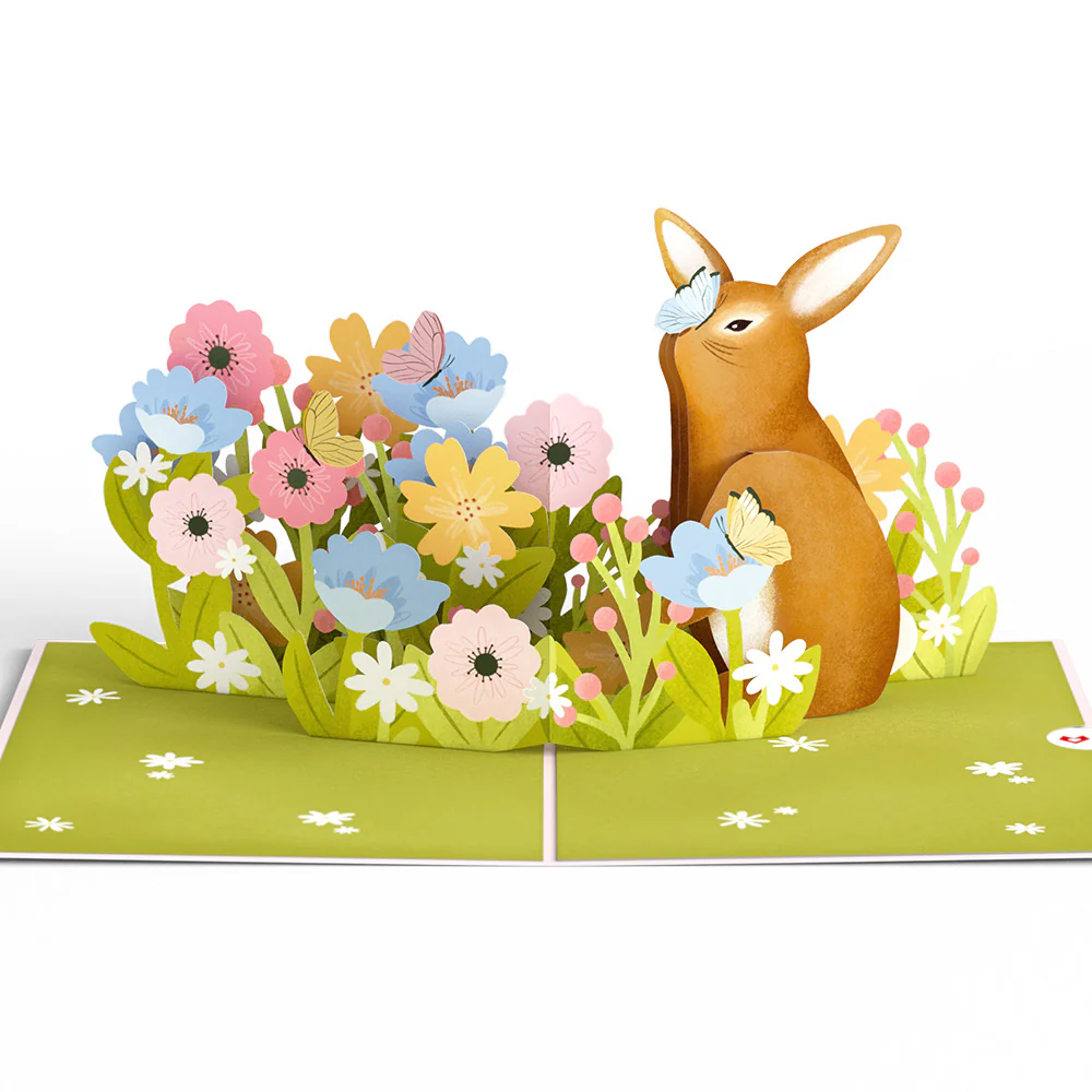 Happy Easter Bunny Amid the Blossoms Pop-Up Card - Image 3