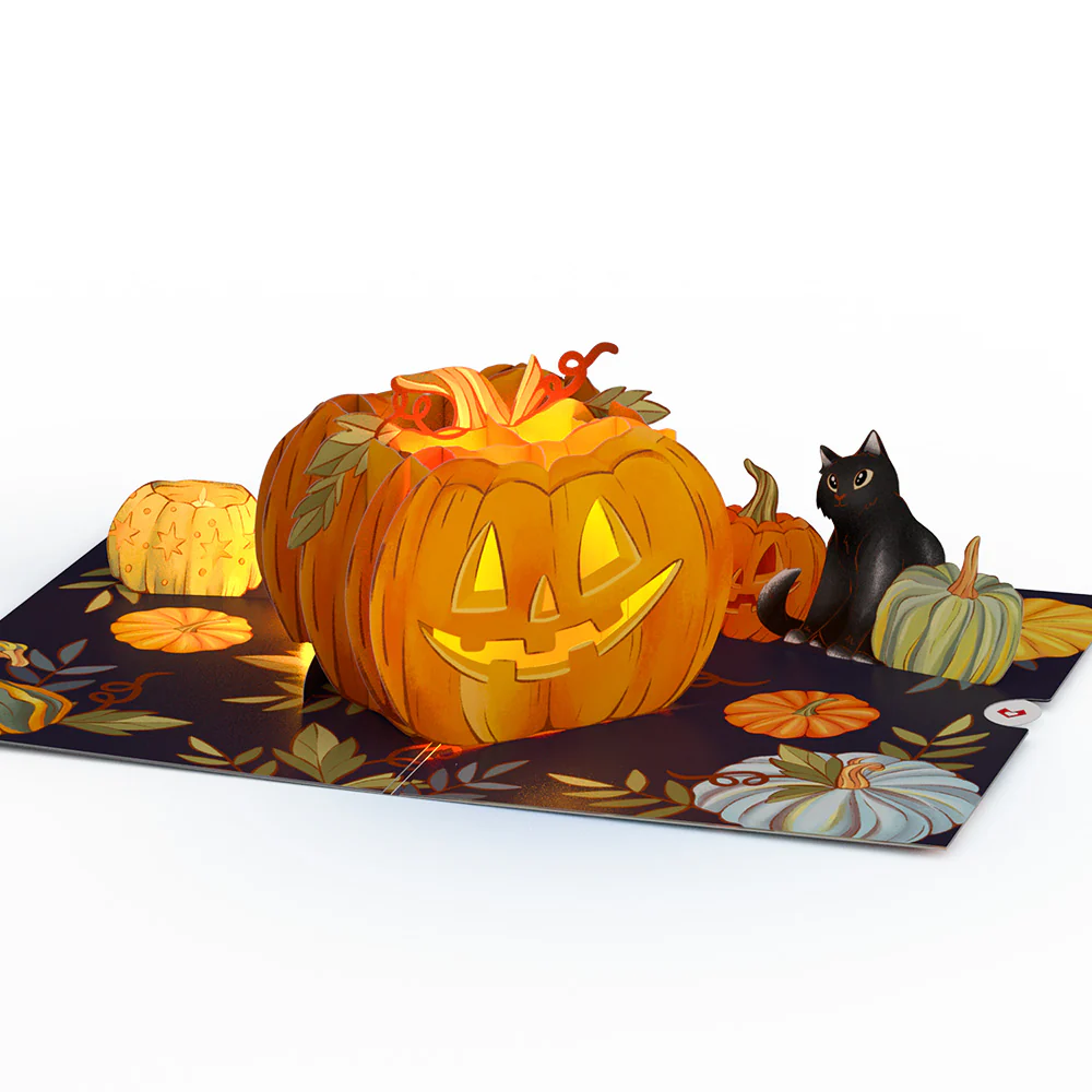 Happy Halloween Pumpkin Light-Up Pop-Up Card and Sentiment Set for Bestie - Image 3