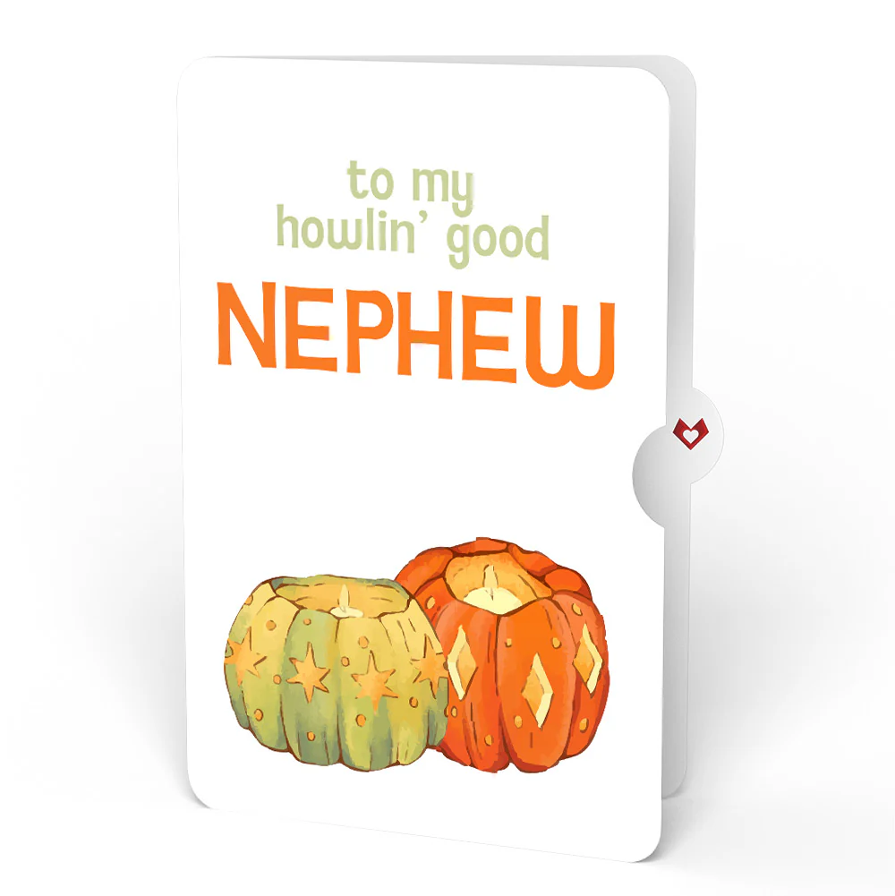 Happy Halloween Pumpkin Light-Up Pop-Up Card and Sentiment Set for Nephew - Image 4