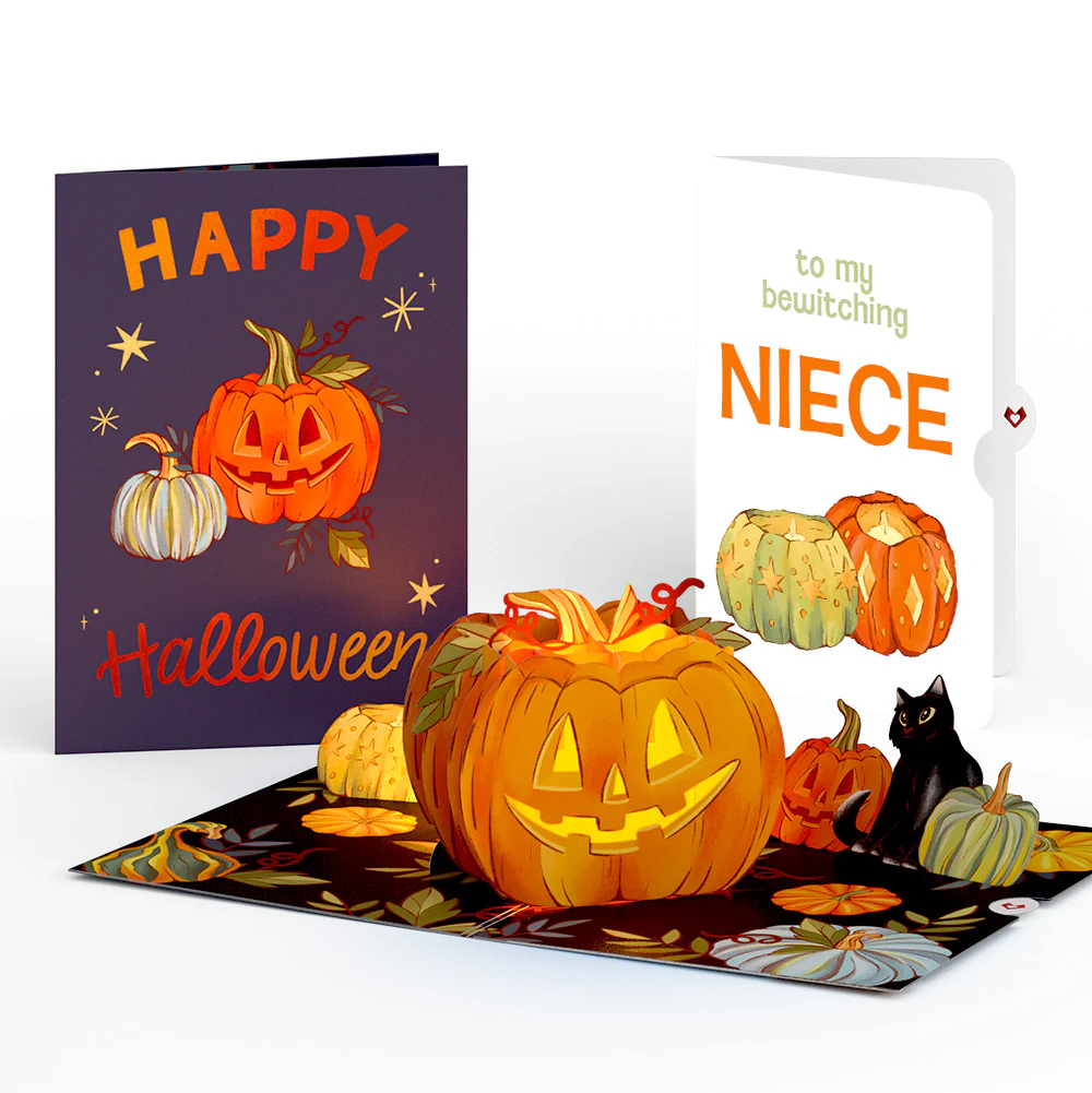 Happy Halloween Pumpkin Light-Up Pop-Up Card and Sentiment Set for Niece