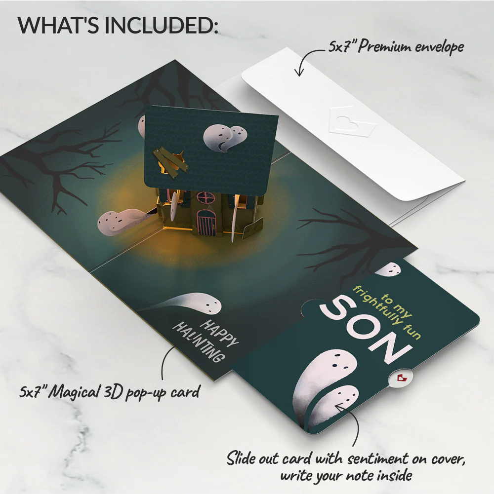 Happy Haunting Halloween Music and Lights Pop-Up Card and Sentiment Set for Son - Image 2