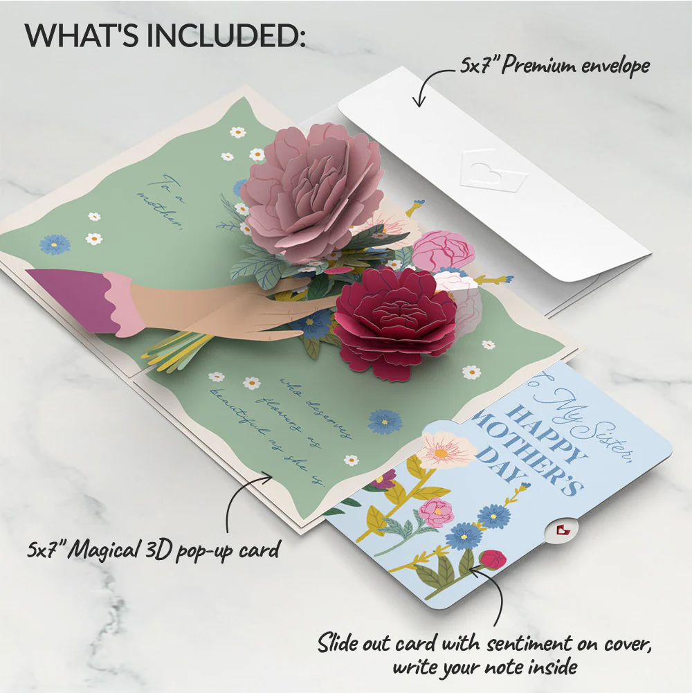 Happy Mother’s Day Flowers Mother's Day Pop-Up Card and Sentiment Set for Sister - Image 2