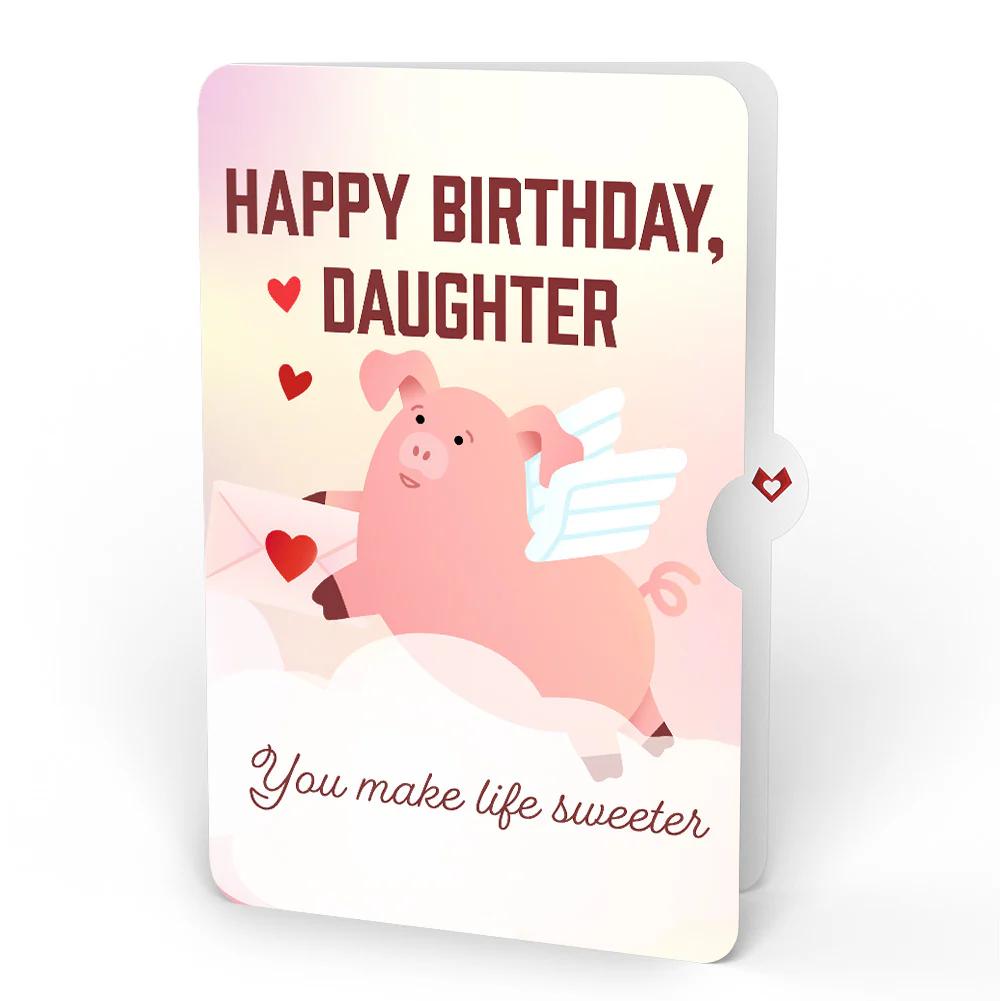 Hogs and Kisses Birthday Music and Light Pop-Up Card and Sentiment Set for Daughter - Image 4