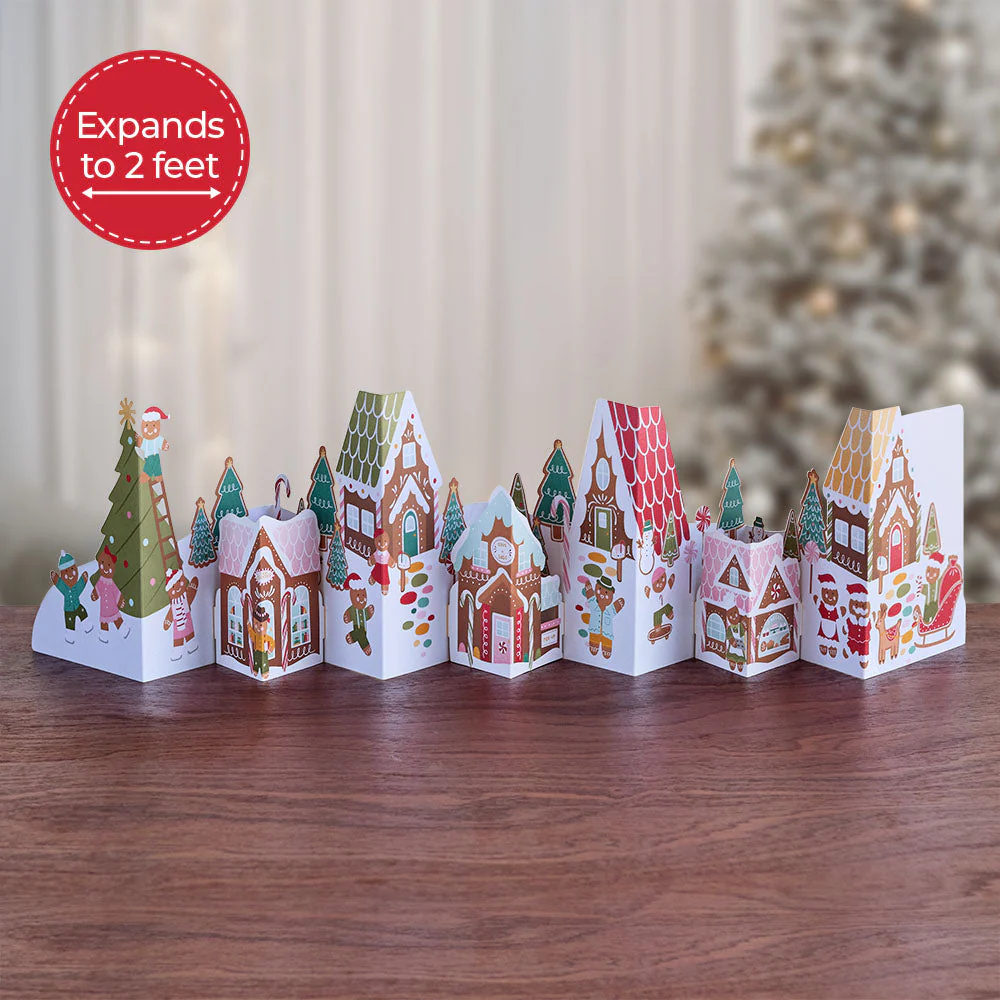 Holiday Gingerbread Village Loooooong Card⢠(Expands to 2 feet)