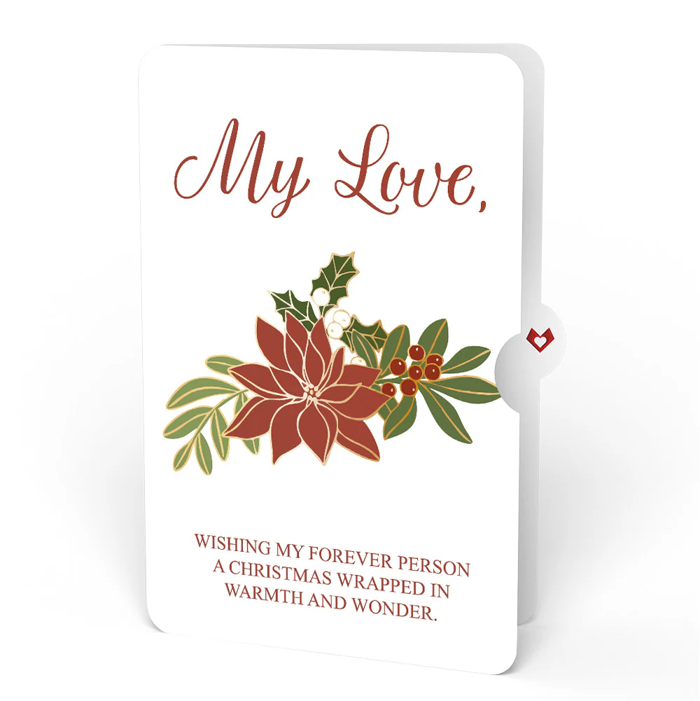 Holiday Poinsettia Sleigh Pop-Up Card and Love Sentiment Set for Partner - Image 4