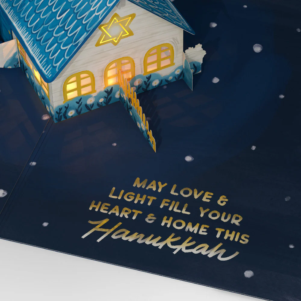 Home for Hanukkah Light-Up Pop-Up Card - Image 4