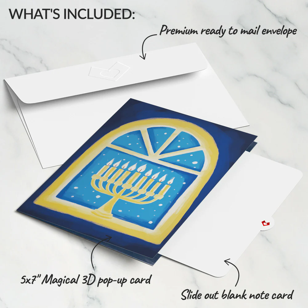 Home for Hanukkah Light-Up Pop-Up Card - Image 7