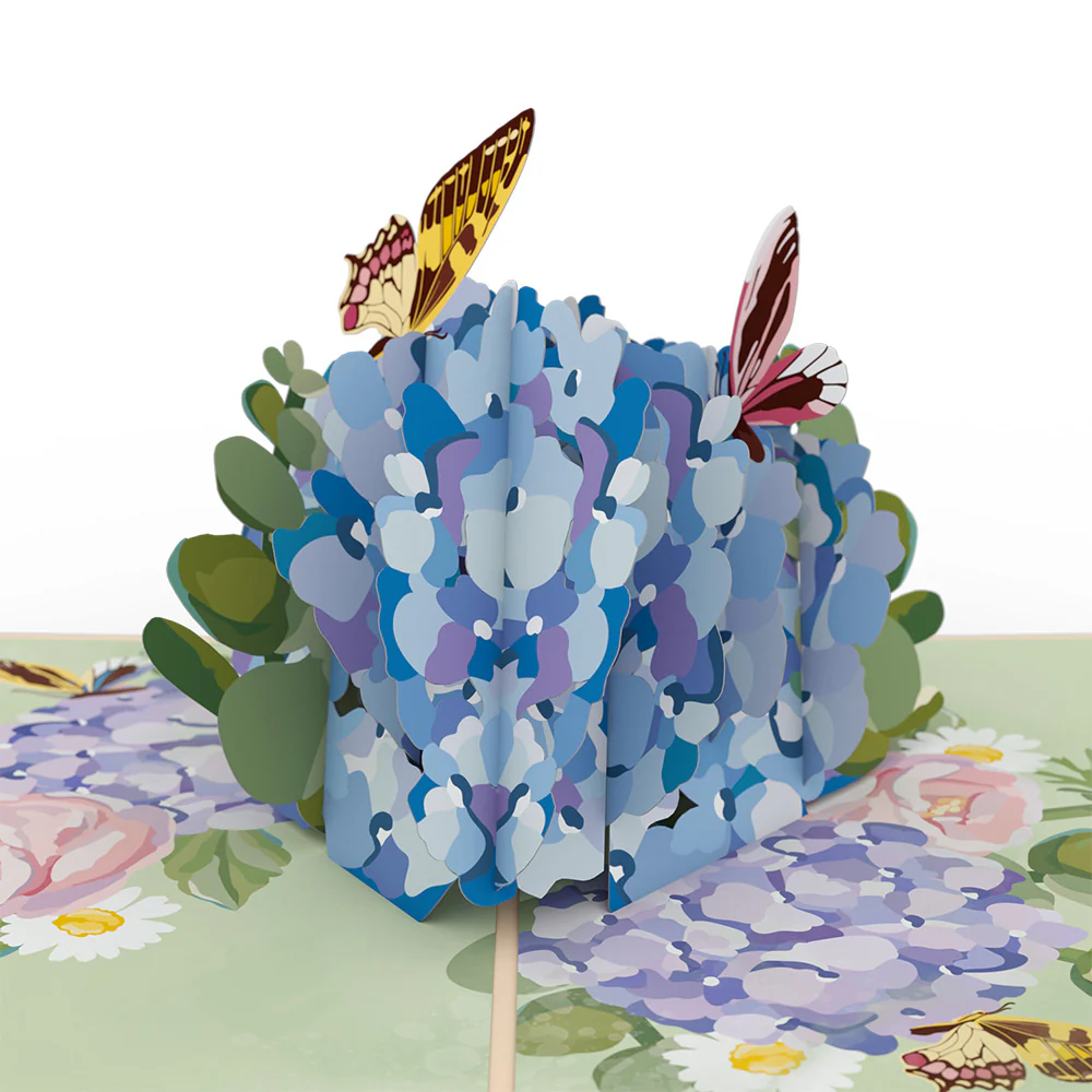 Hydrangea Butterflies Mother's Day Pop-Up Card and Sentiment Set for Spanish Grandmother - Image 3