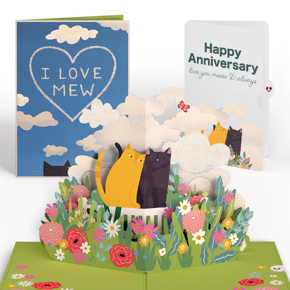 I Love Mew Cats Anniversary Pop-Up Card and Lovey Cats Love You Meow Sentiment Set