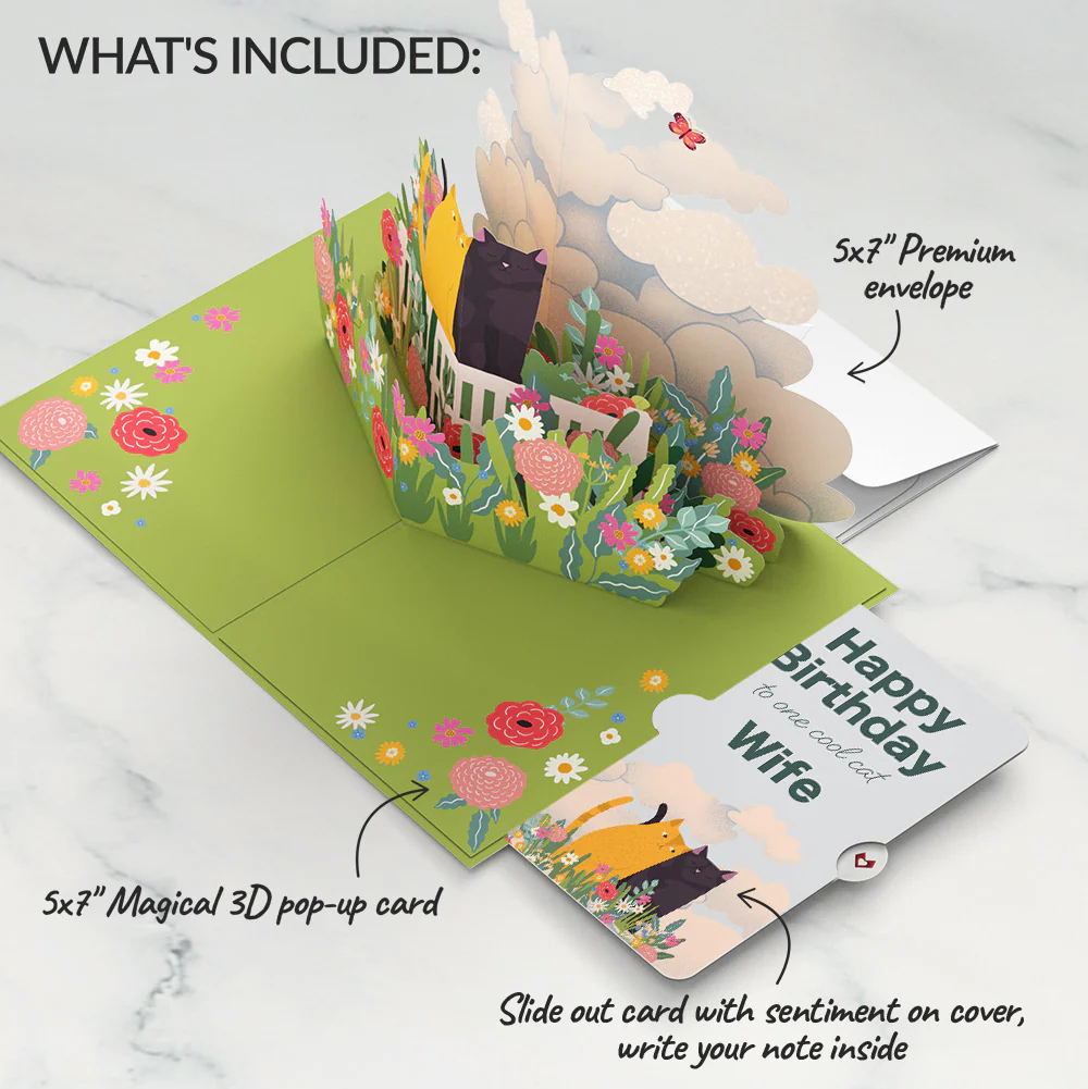 I Love Mew Cats Birthday Pop-Up Card and Sentiment Set for Wife - Image 2