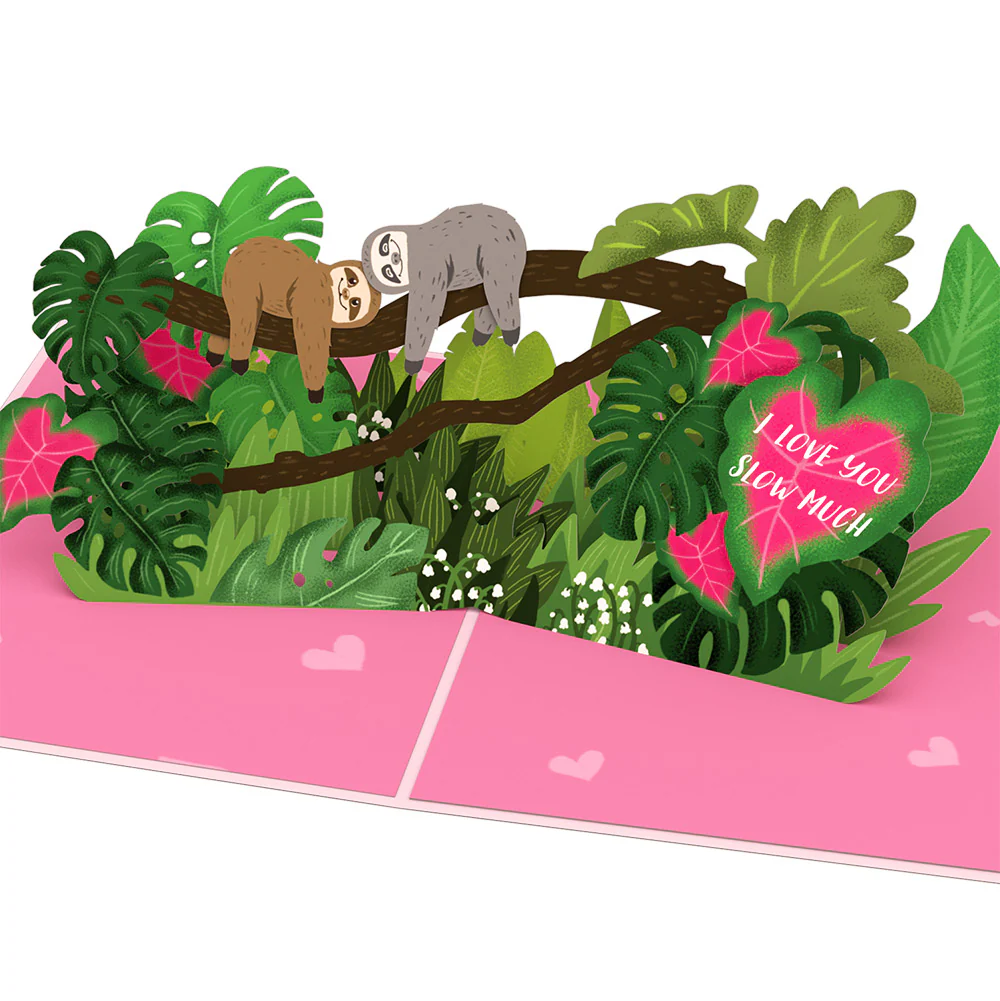 I Love You Sloths Pop-Up Card and Full of Hearts Valentine Sentiment Card for Daughter - Image 3