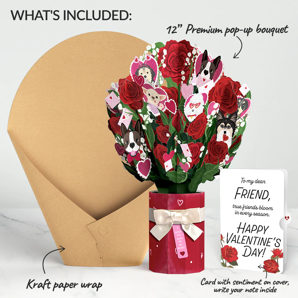 I Woof You Dog Valentine Bouquet and Sentiment Set for Friend - Image 2