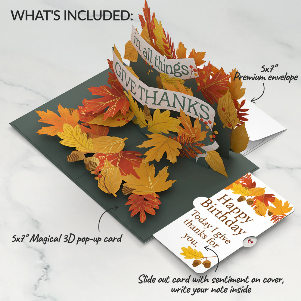 In All Things, Give Thanks Birthday Pop-Up Card and Sentiment Set - Image 2