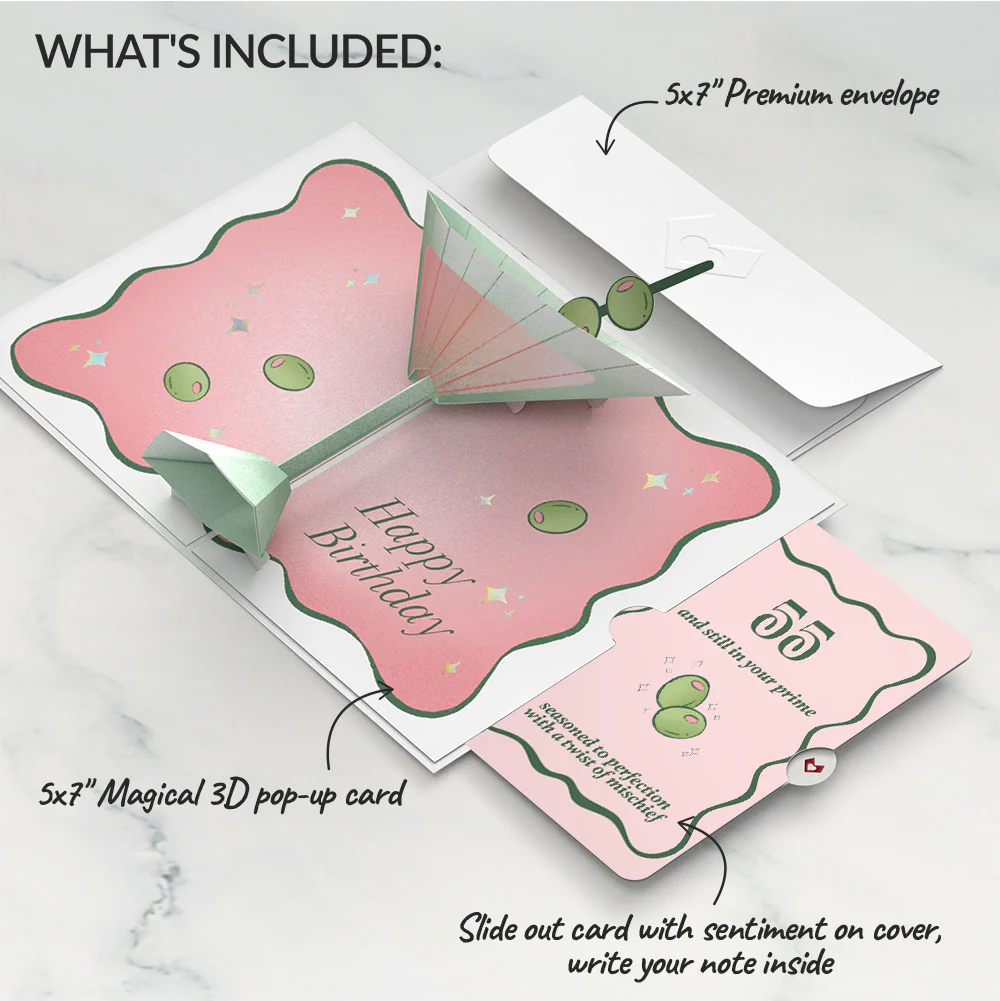 Just a Tini Bit Older 55th Birthday Pop-Up Card and Sentiment Set - Image 2