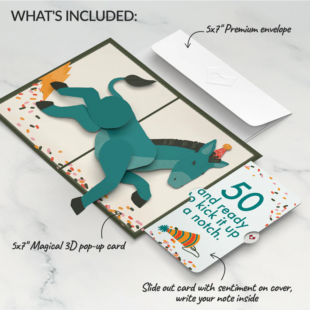Kick Ass Birthday Pop-Up Card and 50th Kick It Up Sentiment Set - Image 2