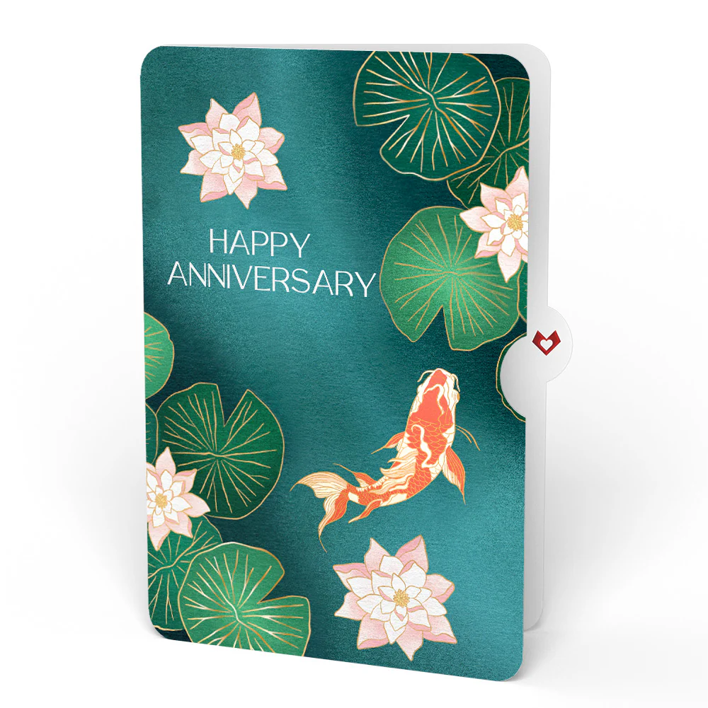 Koi Fish and Lotus Pond Anniversary Pop-Up Card and Sentiment Set - Image 4