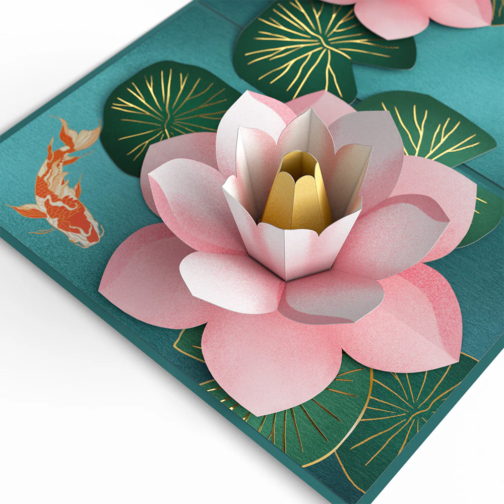 Koi Fish and Lotus Pond Mother's Day Pop-Up Card and Loved Me Like A Mom Sentiment Set - Image 3