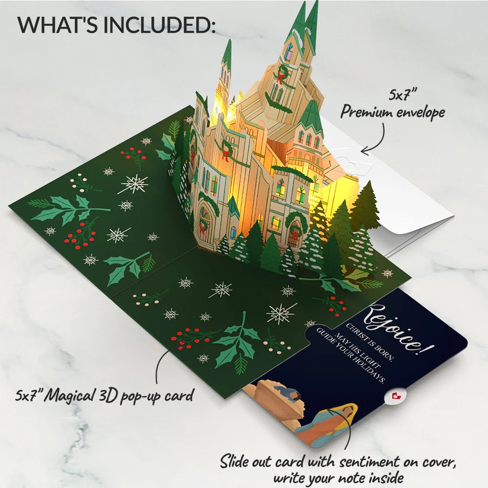 Let Heaven & Nature Sing Christmas Music and Lights Pop-Up Card and Nativity Rejoice Sentiment Set - Image 2