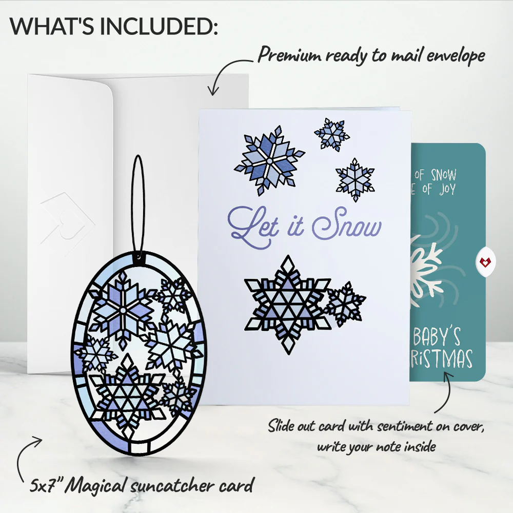 Let It Snow Snowflakes First Christmas Suncatcher Card and Sentiment Set for Baby - Image 2