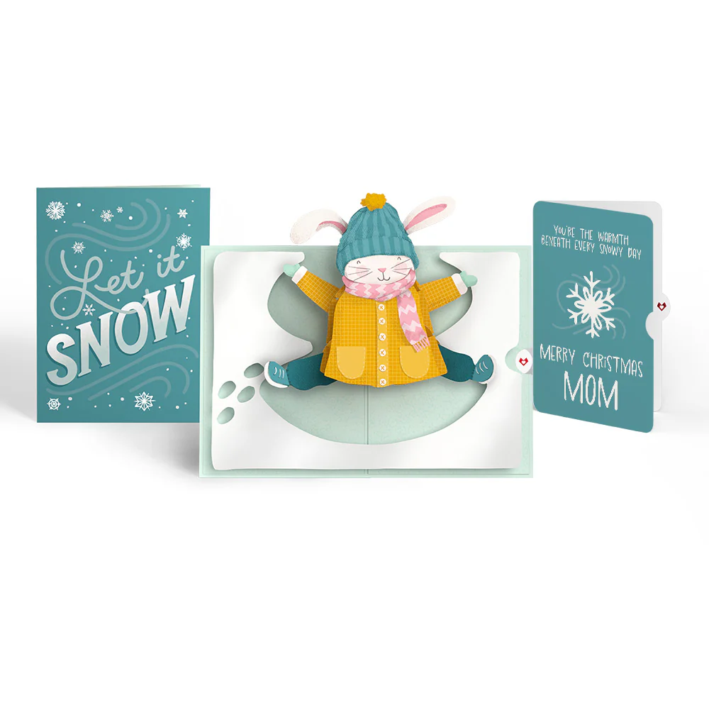 Let It Snow Winter Bunny Pop-Up Card and Sentiment Set for Mom