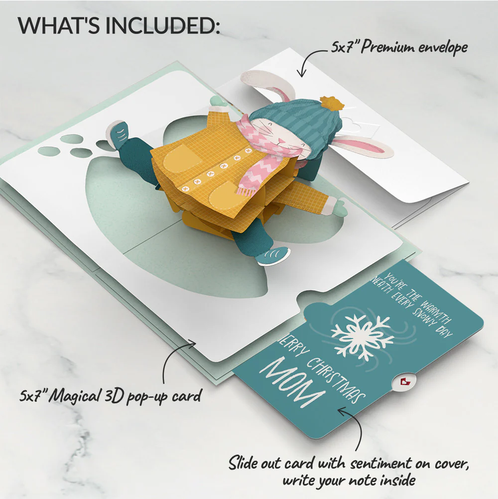 Let It Snow Winter Bunny Pop-Up Card and Sentiment Set for Mom - Image 2
