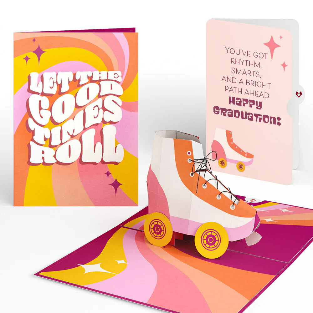 Let the Good Times Roll Roller Skate Graduation Pop-Up Card and Sentiment Set