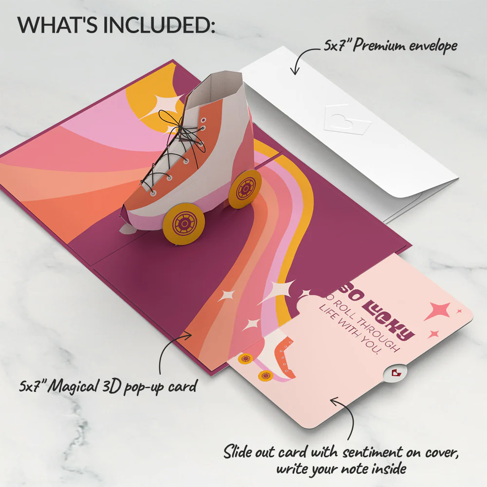 Let the Good Times Roll Roller Skate Love Pop-Up Card and Sentiment Set - Image 2