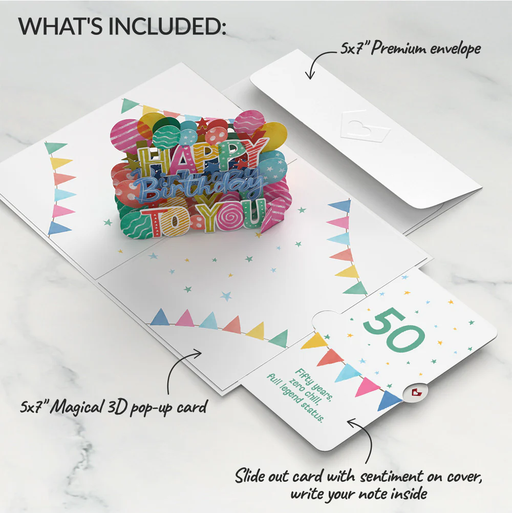 Let's Celebrate 50th Birthday Pop-Up Card and Sentiment Set - Image 2