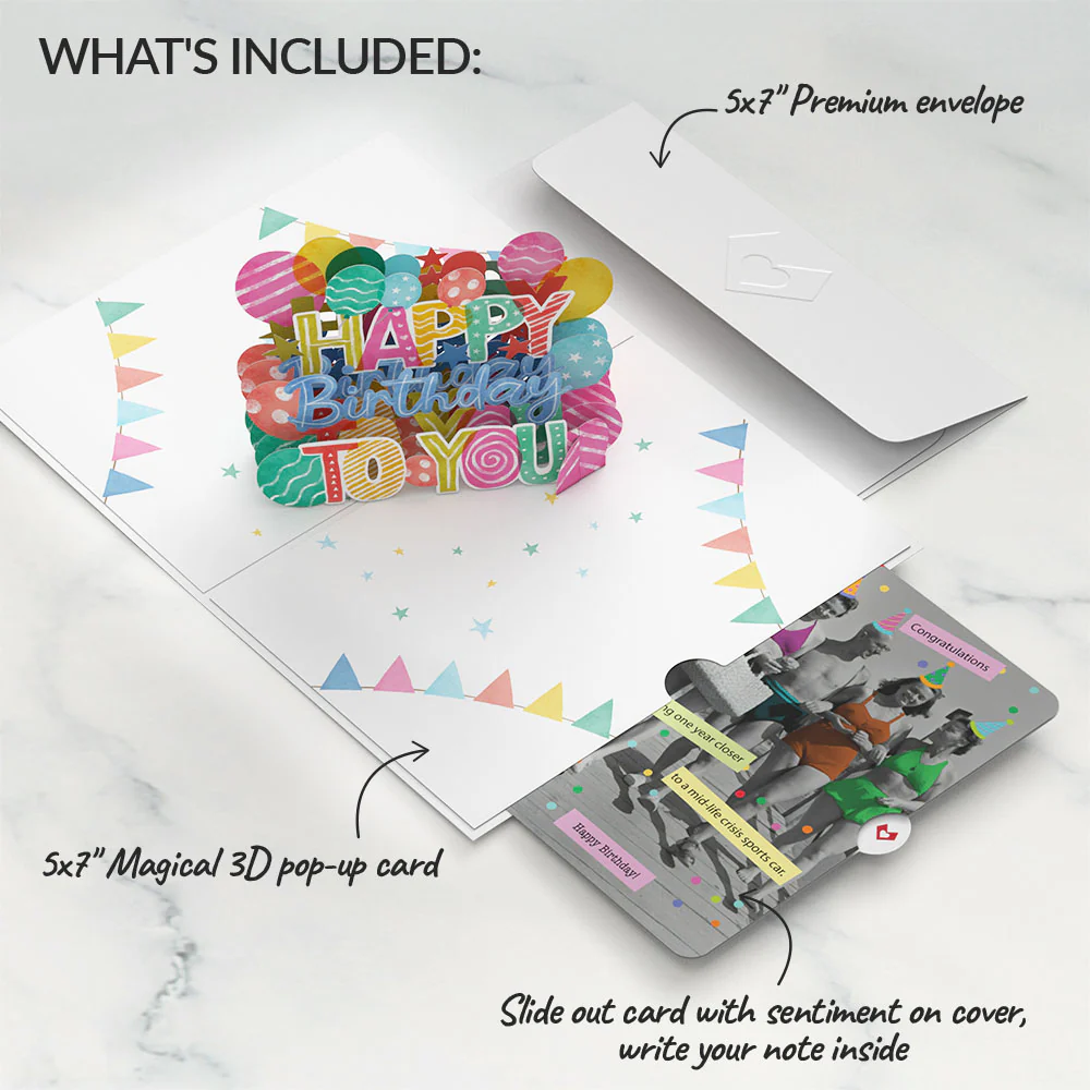 Let's Celebrate Birthday Pop-Up Card and A Mid-life Crisis Sports Car Sentiment Set - Image 2