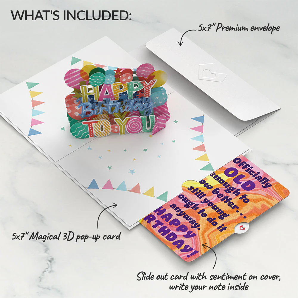 Let's Celebrate Birthday Pop-Up Card and Old Enough Young Enough Sentiment Set - Image 2