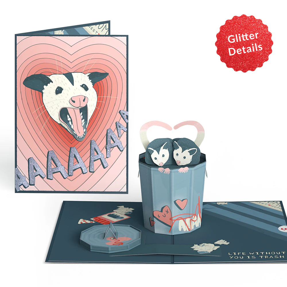 Life Without You Is Trash Possums Pop-Up Card & Glitter Bouquet Bundle - Image 3
