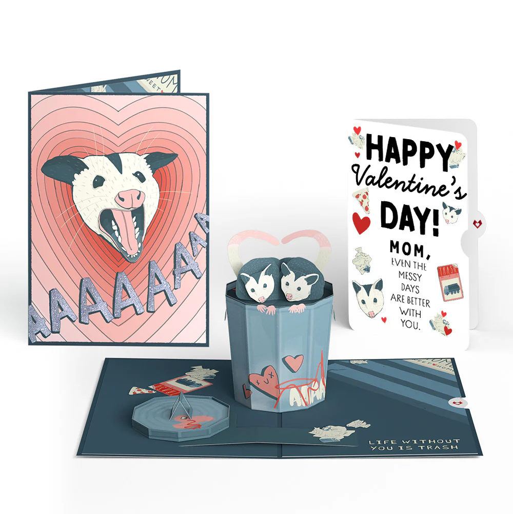 Life Without You Is Trash Possums Valentine Pop-Up Card and Sentiment Set for Mom