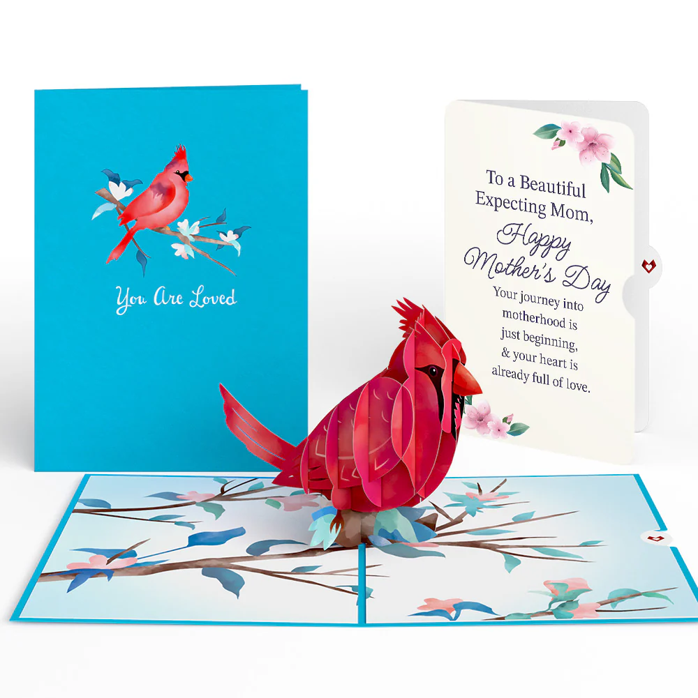 Love Cardinal Mother's Day Pop-Up Card and Sentiment Set for Expecting Mom