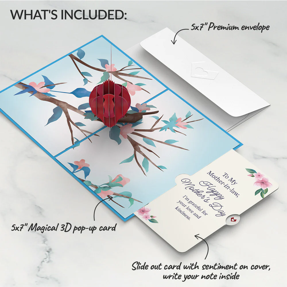Love Cardinal Mother's Day Pop-Up Card and Sentiment Set for Mother-in-law - Image 2