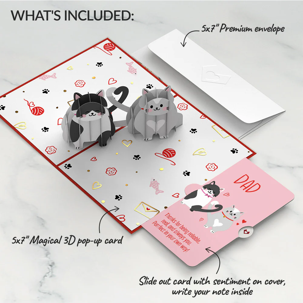 Love Cats Appreciation Pop-Up Card and Sentiment Set for Dad - Image 2