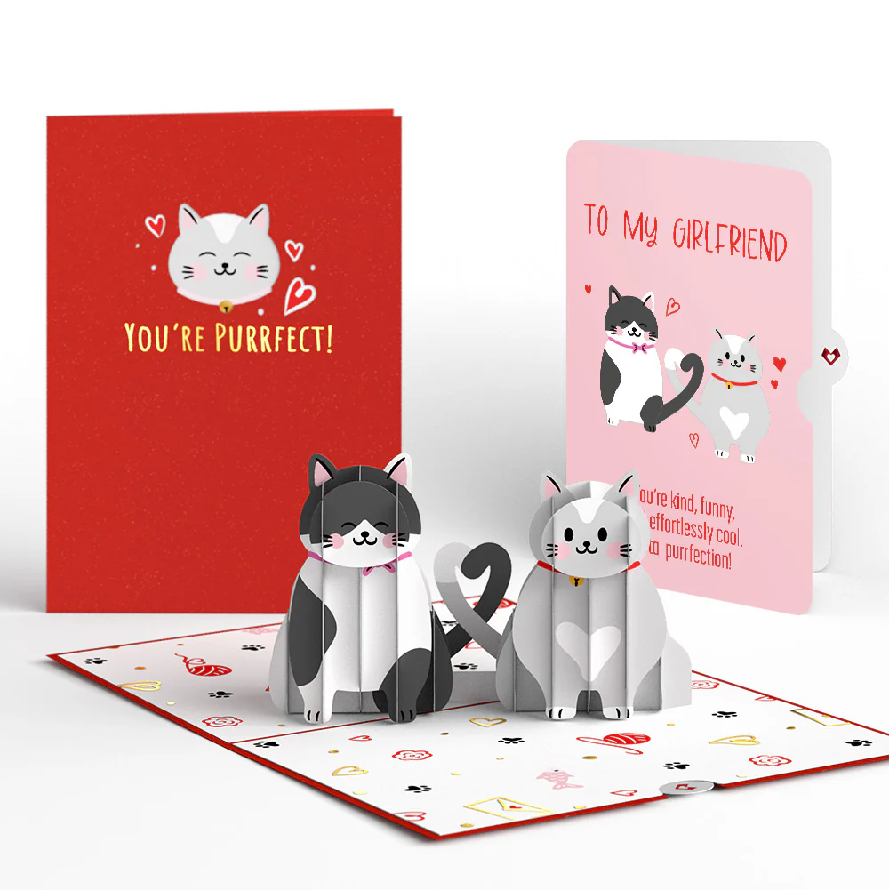 Love Cats Pop-Up Card and Sentiment Set for Girlfriend