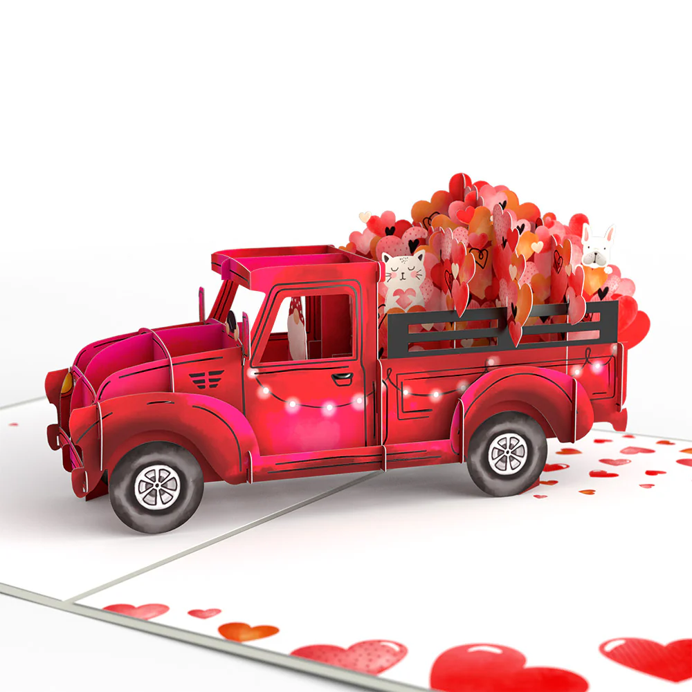 Love Delivery Truck Pop-Up Card and Full of Hearts Valentine Sentiment Card for Daughter - Image 3