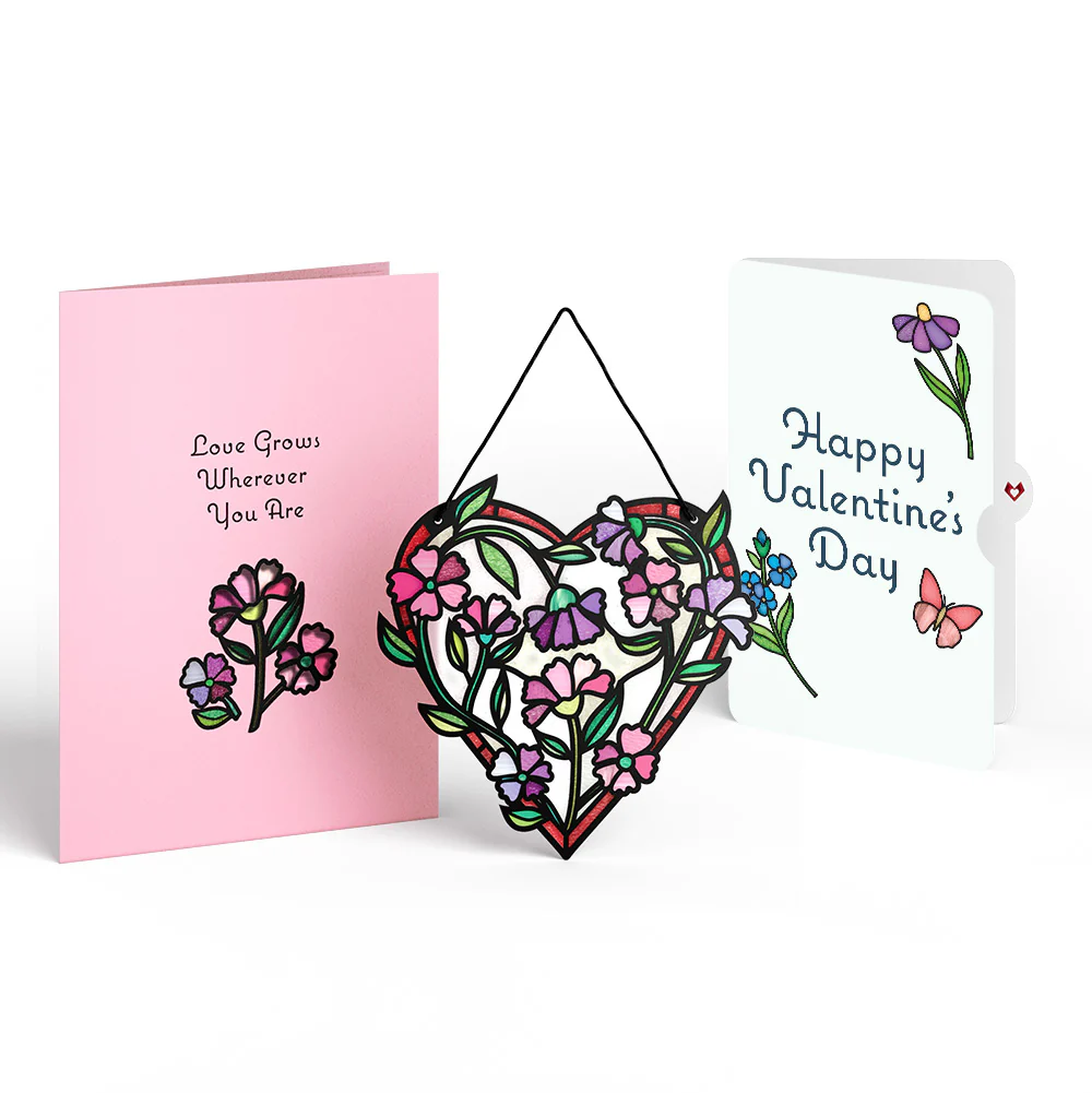 Love Grows Heart Valentine Suncatcher Card and Sentiment Set