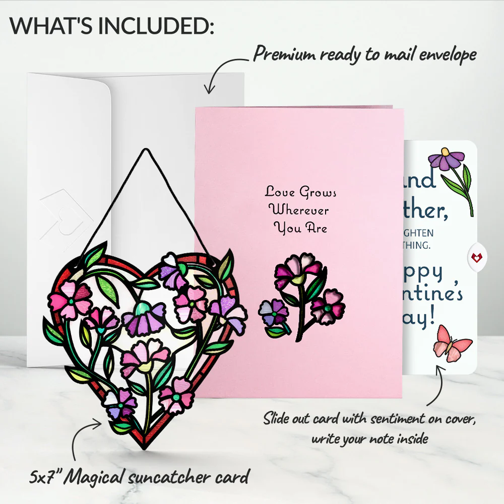 Love Grows Heart Valentine Suncatcher Card and Sentiment Set for Grandmother - Image 2